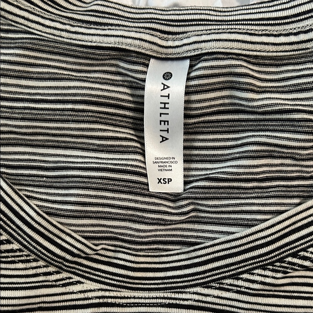 Athleta Women's Black and White Striped Tank Top